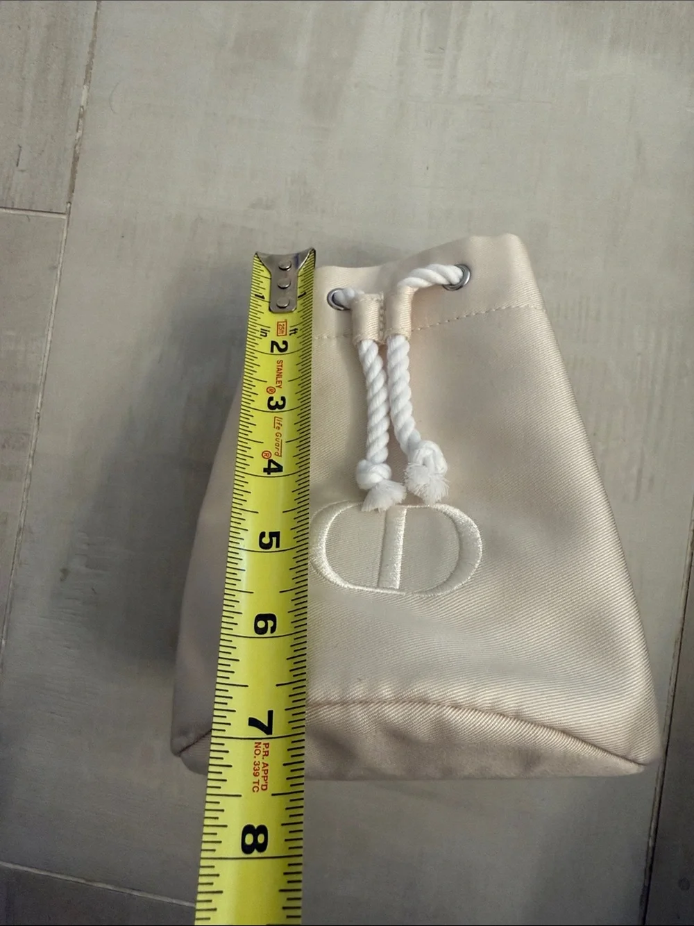 Dior Beauty Satin Drawstring Pouch in Champagne Cream
